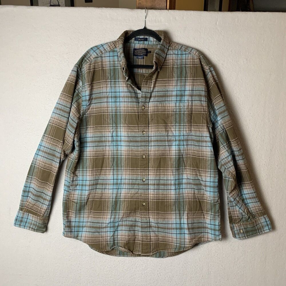 Pendleton Shirt Men's XL Multicolor Plaid Mason 100% Cotton Long Sleeve Flannel